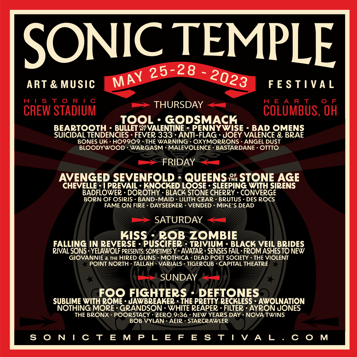 Sonic Temple Art & Music Festival: Avenged Sevenfold & Queens of the Stone Age - Friday  at I Prevail Tickets